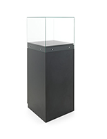 Glass-top pedestal display case with pull-out display area