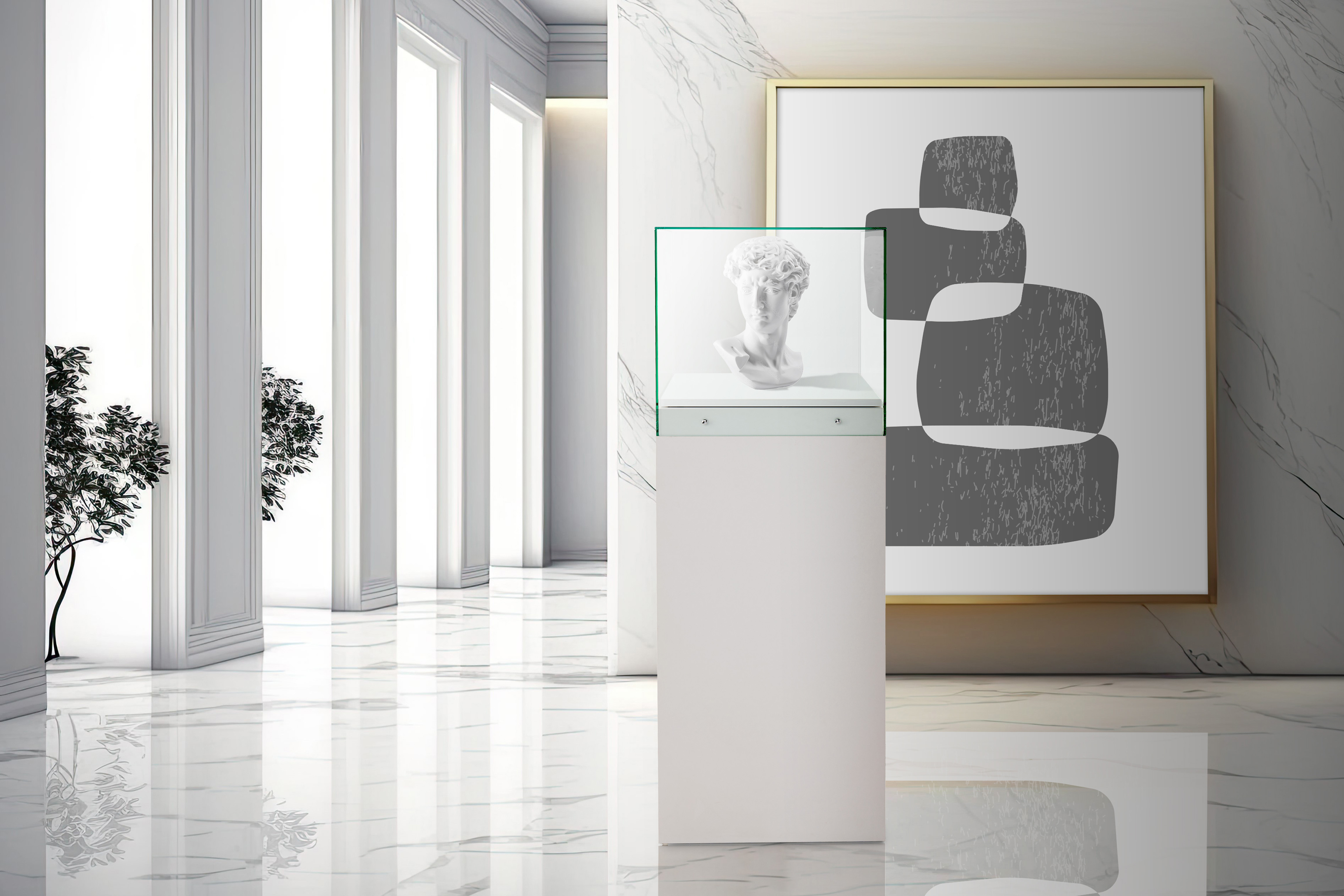 20"w Pedestal Display Case with Locking Slide-Out Top and Storage - Black or White - Image 8