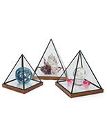Lighted pyramid glass box with antique finish