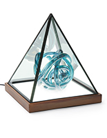 Lighted pyramid glass box with antique finish