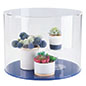 Clear acrylic round cylinder display case with easy lift-off cover