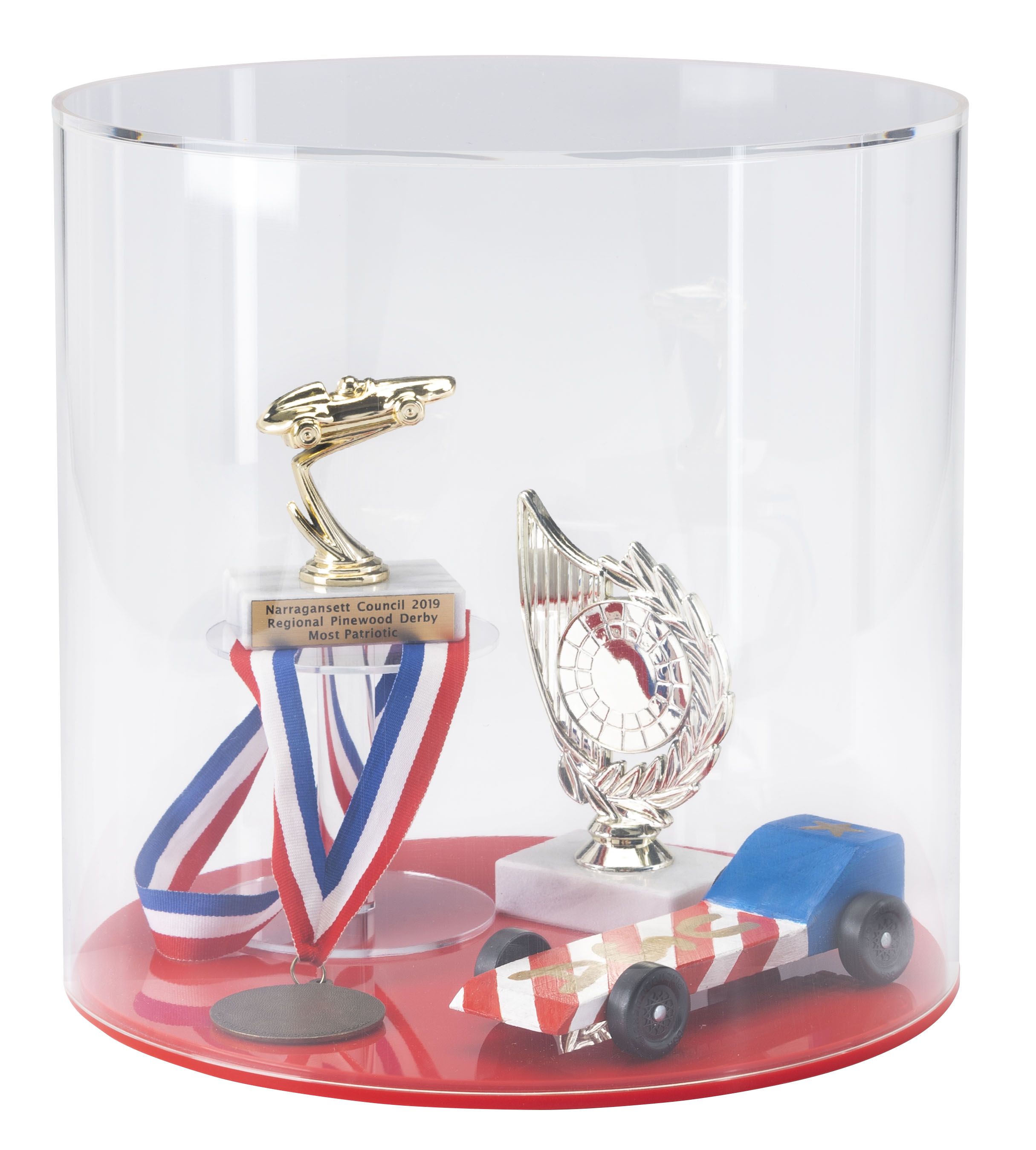Round Countertop Display Case | Colored Acrylic Base | Displays2Go