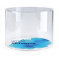 Branded round acrylic countertop display case with full color graphics