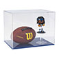 Football helmet display case with grooved base to secure clear topper