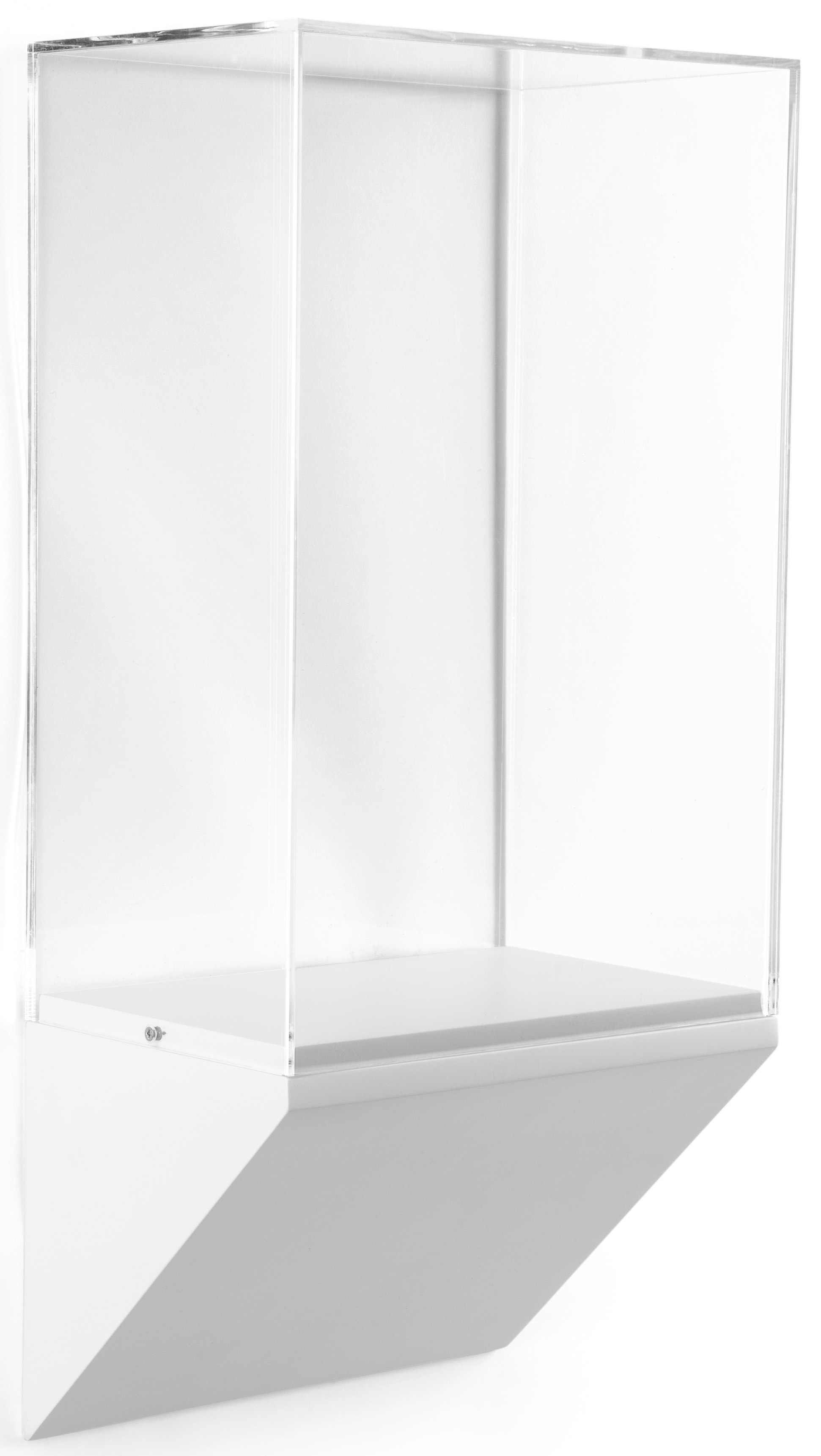 Wedge Pedestal Museum Wall Case | Acrylic Vitrine on White
