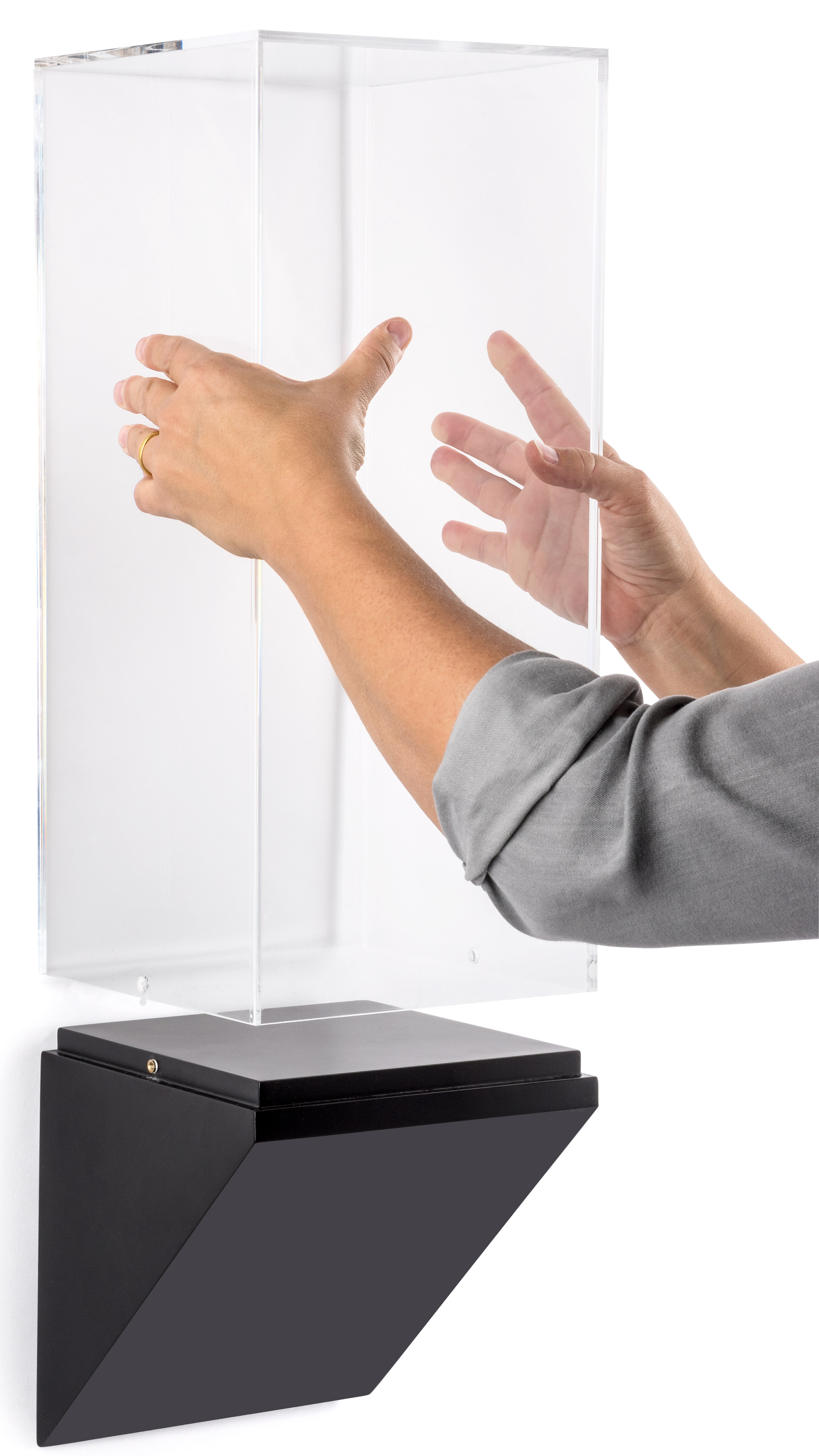 8”w Wall Wedge Display Case w/ MDF Base and Lift Off Acrylic Vitrine - Black - Image 3