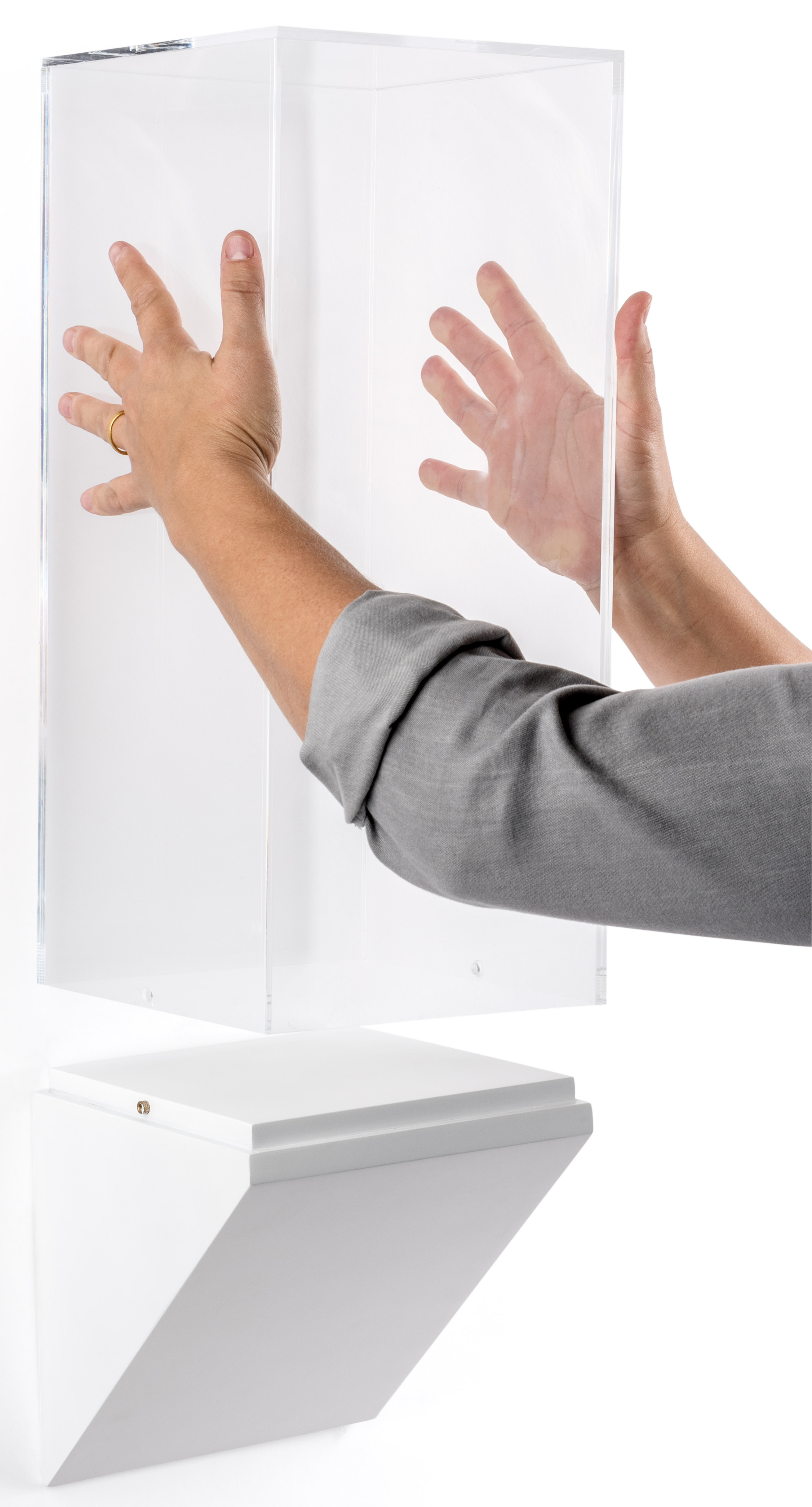 8”w Wall Wedge Display Case w/ MDF Base and Lift Off Acrylic Vitrine - White - Image 3