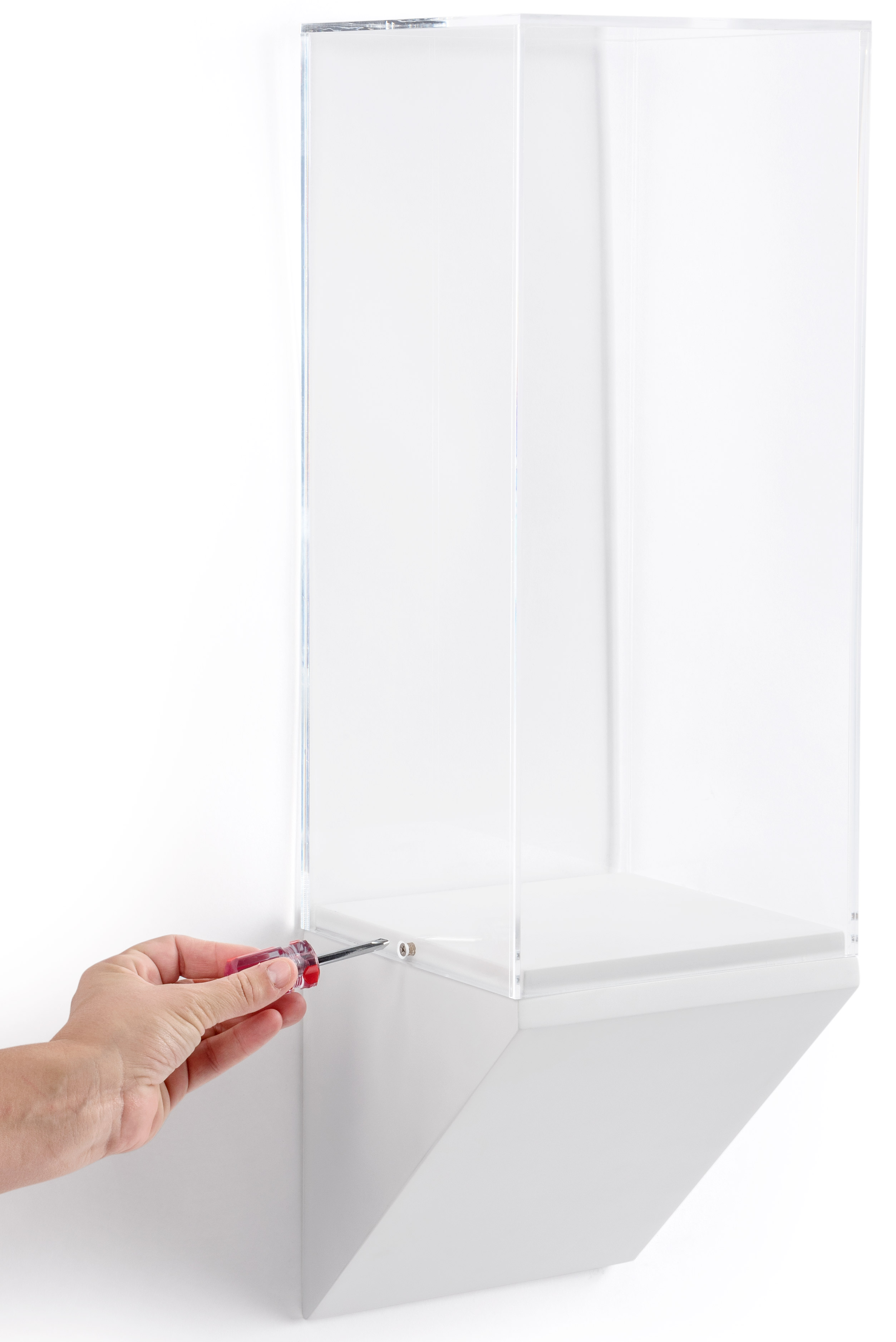 8”w Wall Wedge Display Case w/ MDF Base and Lift Off Acrylic Vitrine - White - Image 4