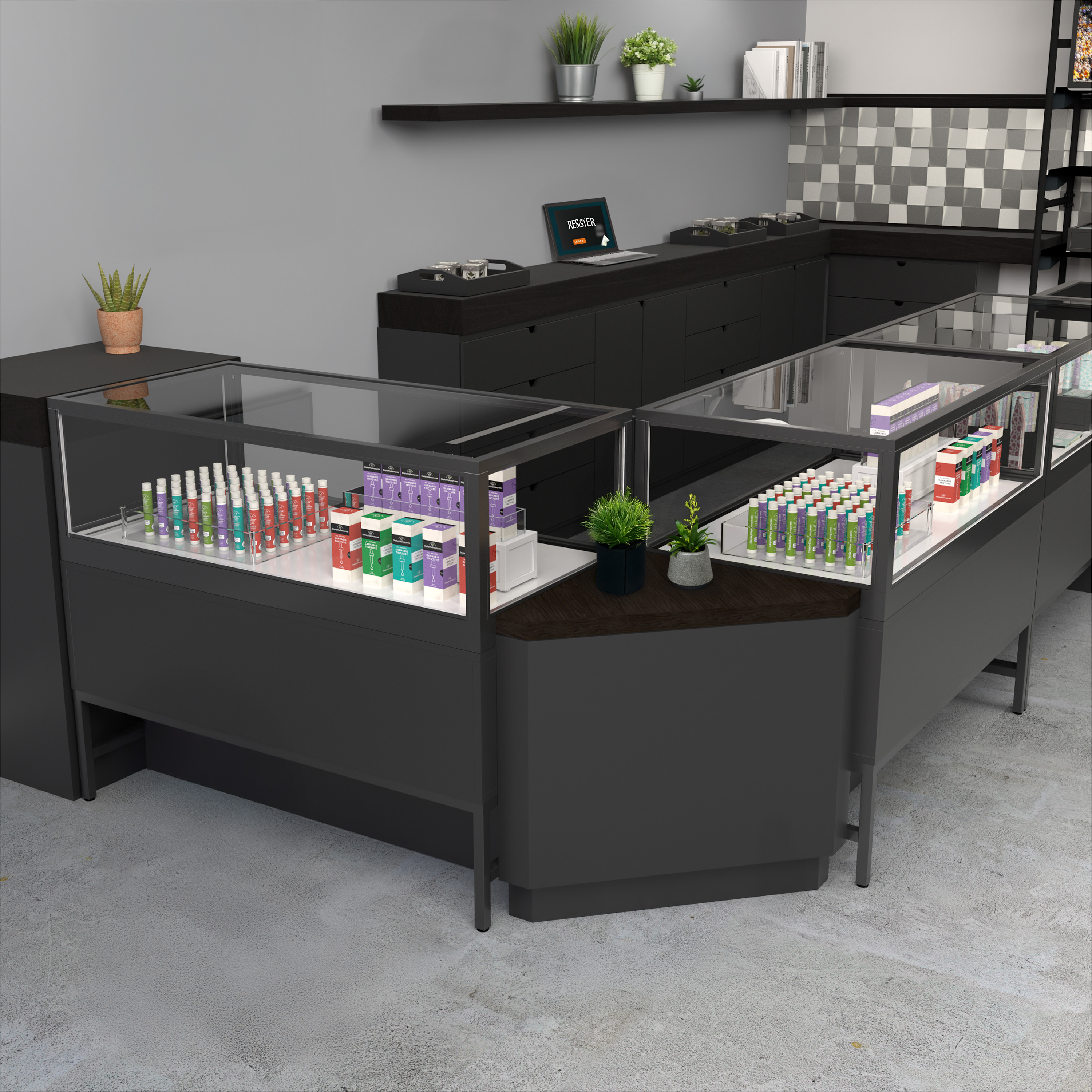 Corner Retail Counter w/ Matte Finish, Decorative Reveal, Ships Fully Assembled - Image 4
