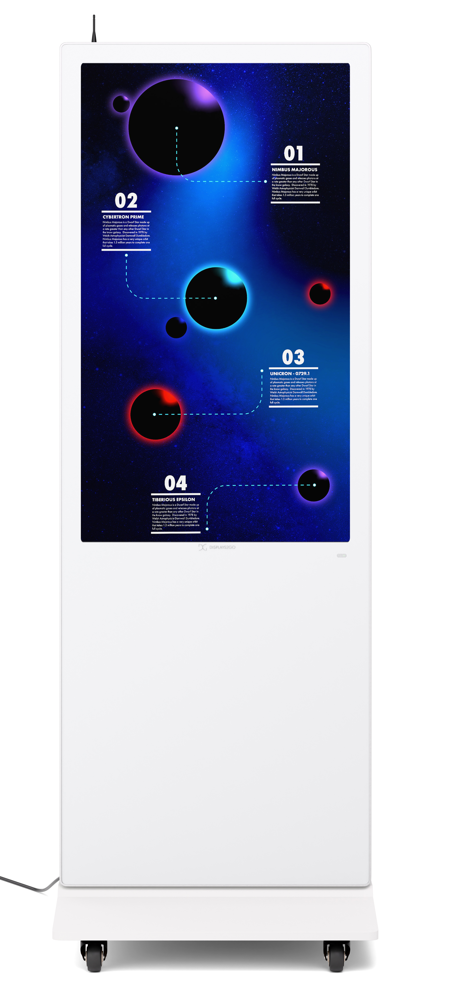 43"-75" Non-Touch Digital Poster Kiosk, Single Sided, Android OS, Caster Wheels - Image 3
