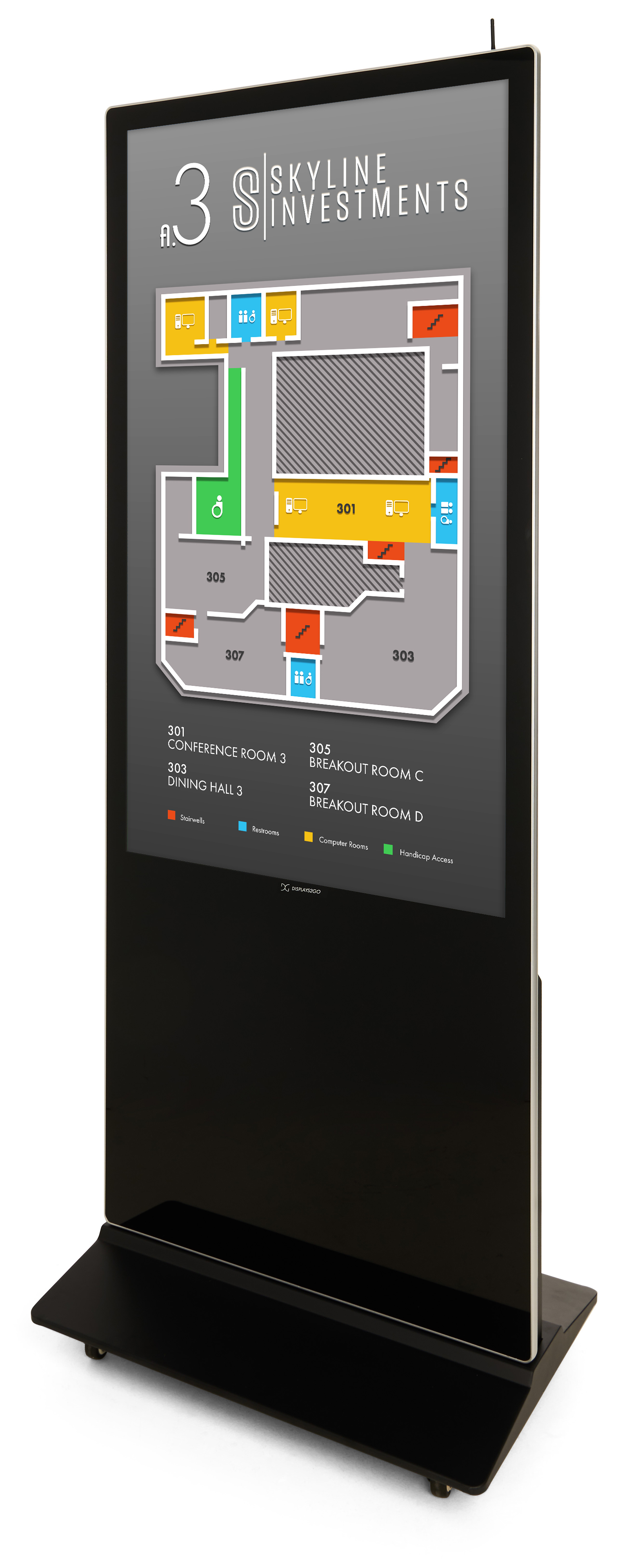 43"-75" Non-Touch Digital Poster Kiosk, Single Sided, Android OS, Caster Wheels - Image 4