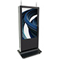Double-sided digital vertical touchscreen kiosk with a weight of 319 lbs