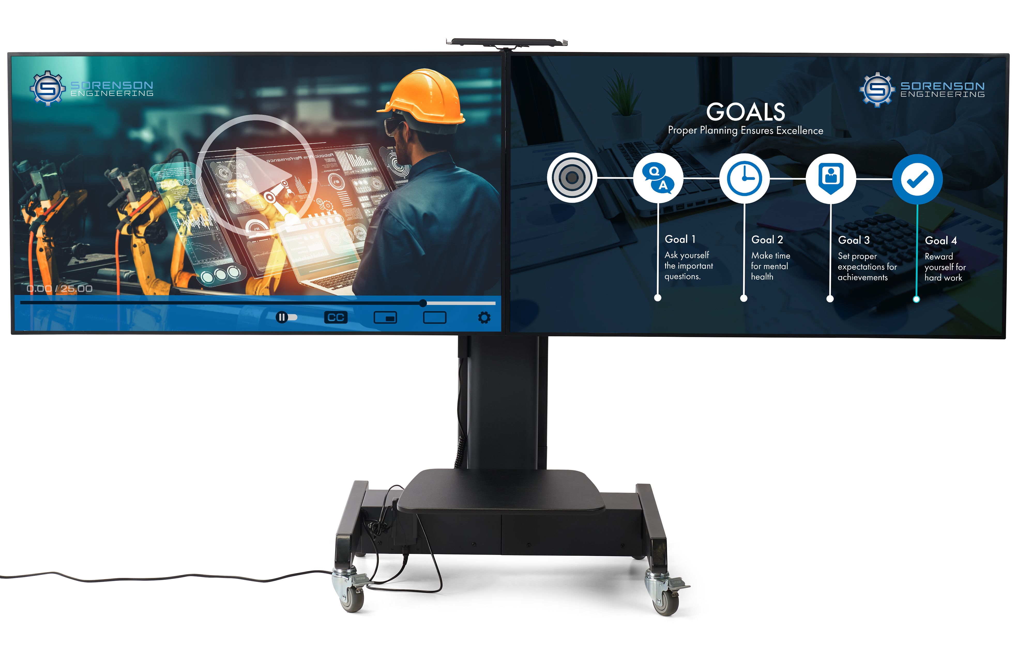 Motorized Double Screen TV Stand | Shop TV Stands | Displays2Go