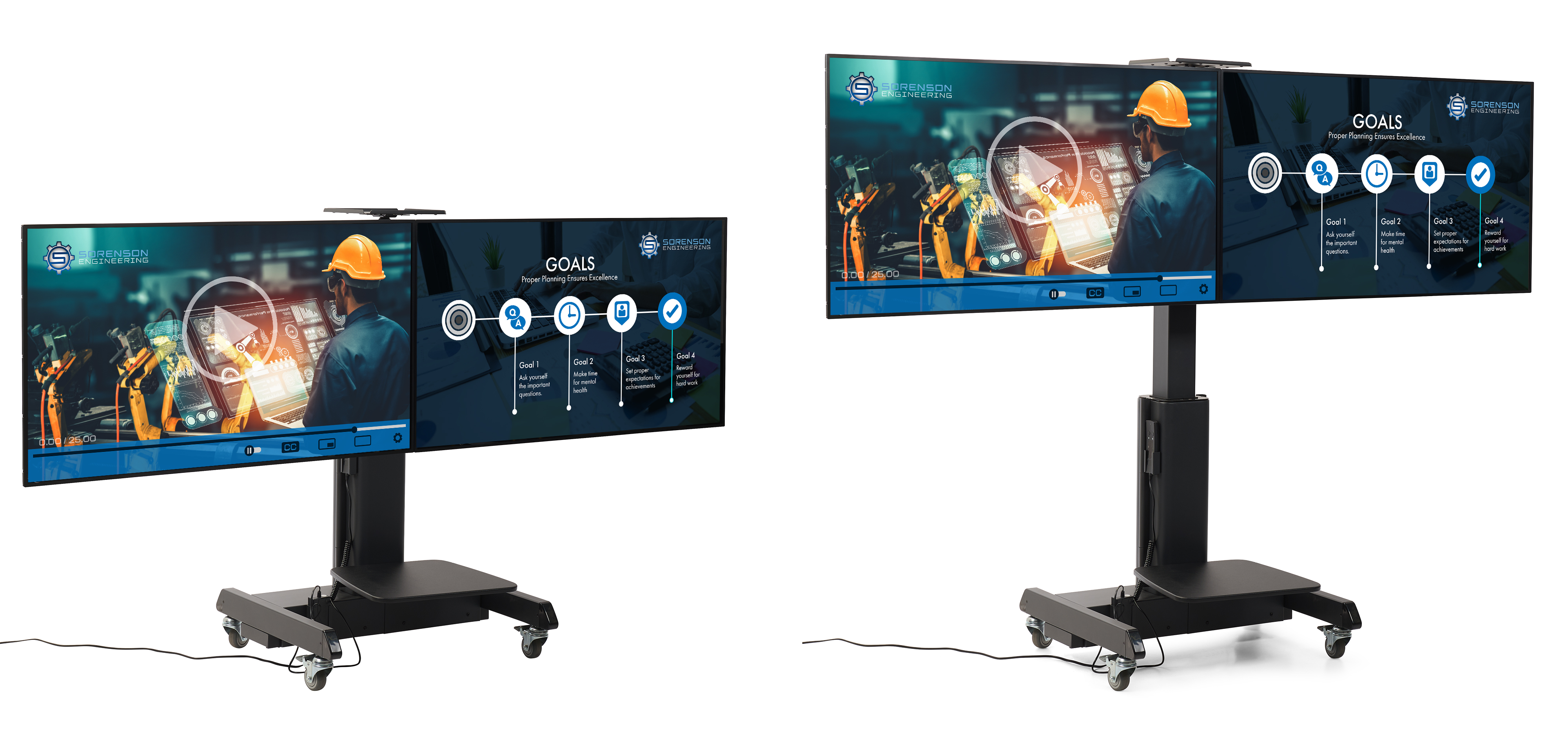 Motorized Double Screen TV Stand | Shop TV Stands | Displays2Go