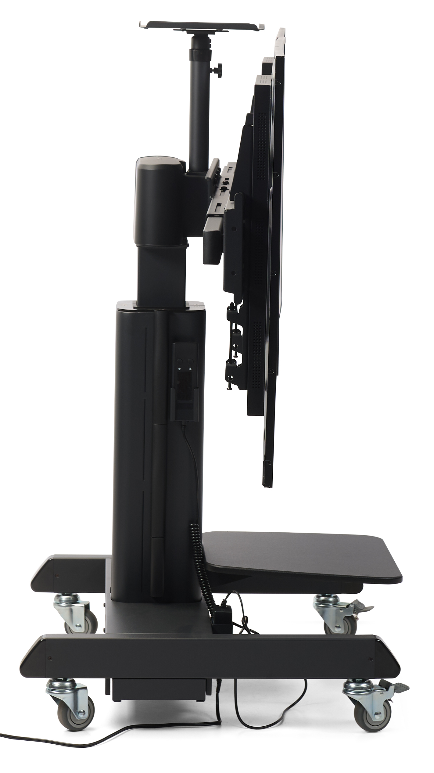 Motorized Dual Monitor Wall Mount, 37-60" Screens, Height Adjustable, Swivel - Black - Image 3