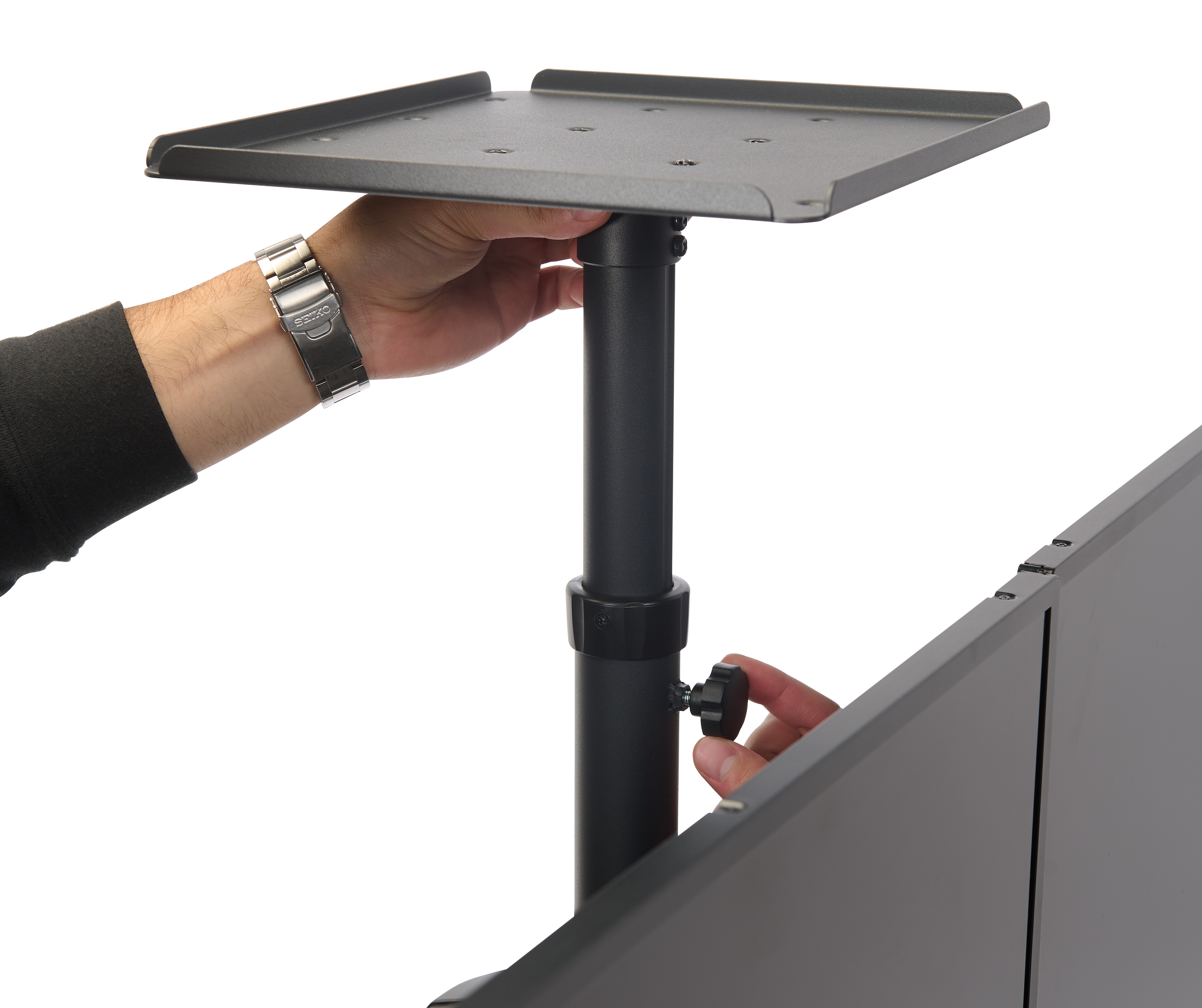 Motorized Dual Monitor Wall Mount, 37-60" Screens, Height Adjustable, Swivel - Black - Image 5