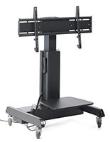 Motorized height adjustable tv stand with black powder coated finish