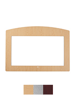 Adhesive decorative faceplate for commercial monitors with faux wood and metal finishes