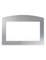 Adhesive decorative faceplate for commercial monitors with brushed aluminum veneer