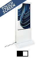 Double-sided digital vertical touchscreen kiosk with DiViEX slide show pre-installed