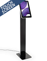 Touchscreen pedestal stand with 16 inch display screen