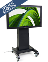 Touch screen digital signage with motorized lift and landscape orientation