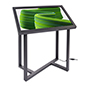 Interactive touch screen kiosk with geometric base design 
