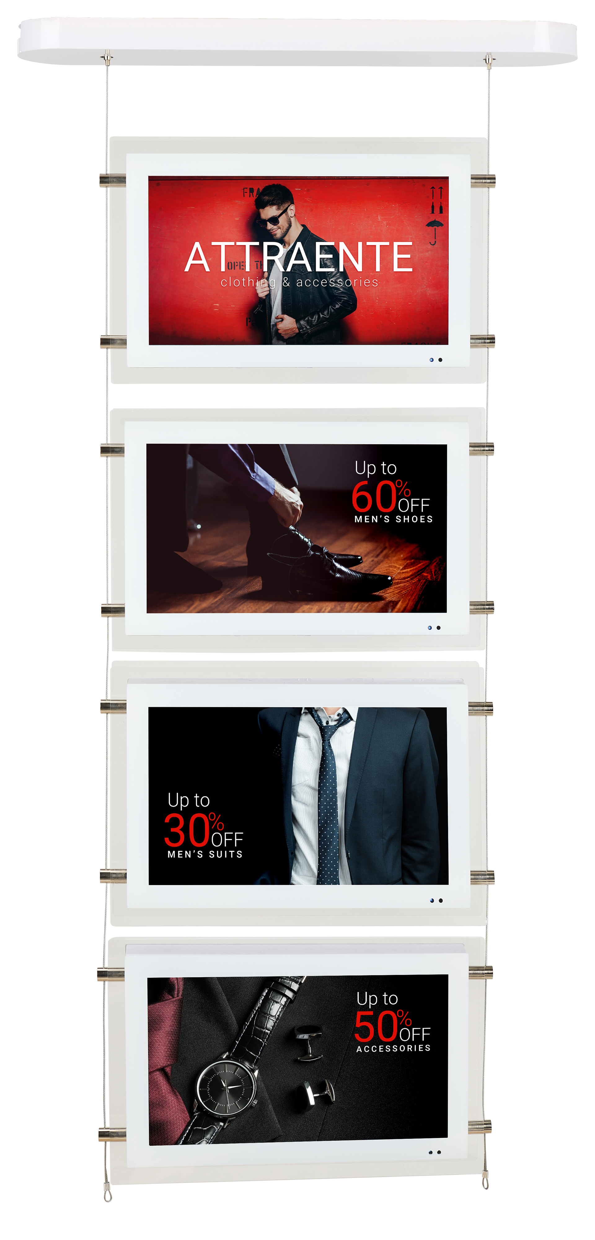 Digital Hanging Window Display | Viewable in Direct Sunlight | Displays2Go