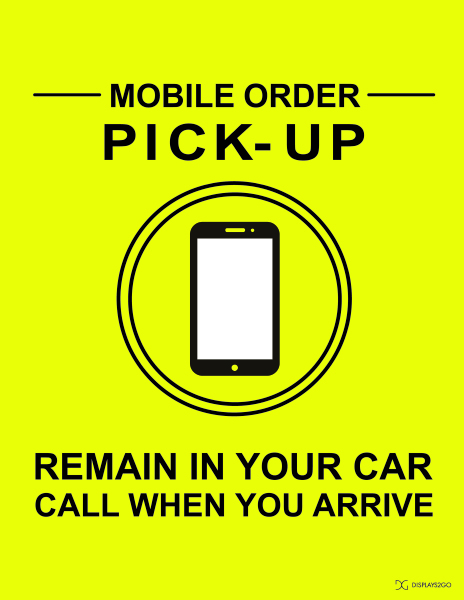 Mobile order pickup printable sign in portrait orientation