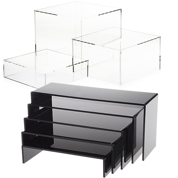 Acrylic risers for highlighting select dispensary products