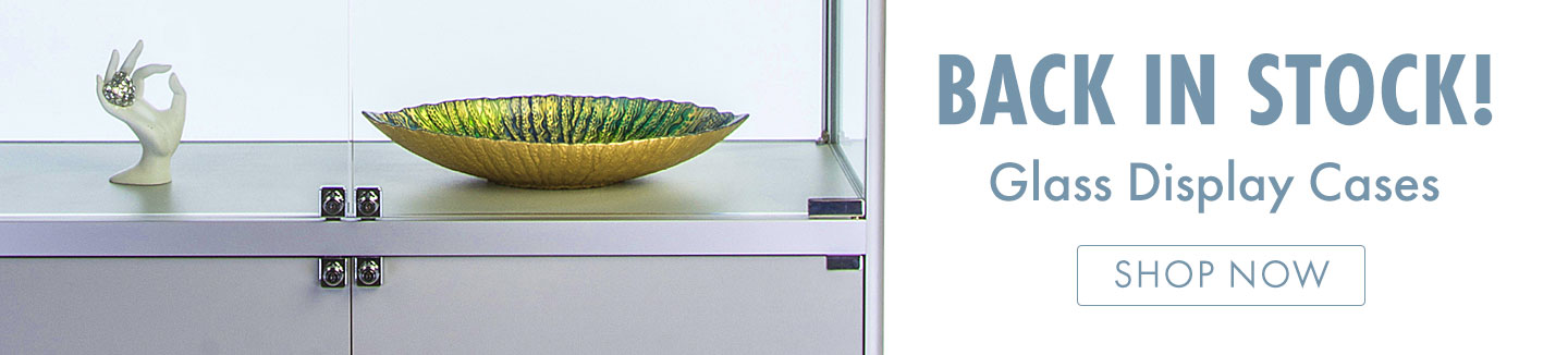 Shop our extensive selection of glass display cases, now with fresh inventory!