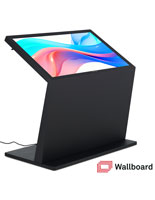 Touch screen interactive kiosk with sleek black colorway