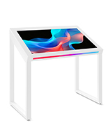 Edge lit horizontal touch screen kiosk with 49" slanted screen