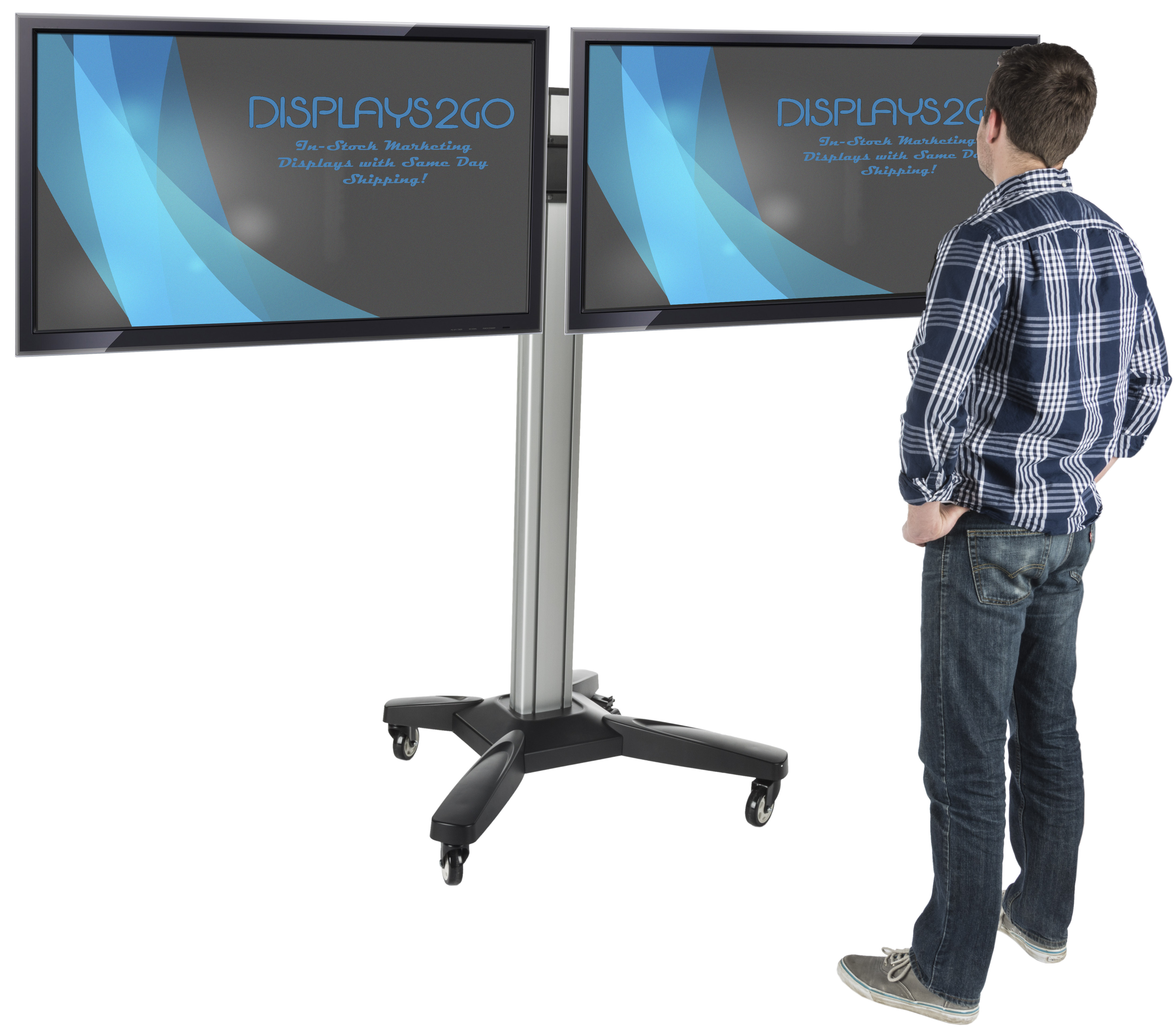 Tv Rack Railing Side By Side Dual TV Rack | Cable Management | Displays2Go