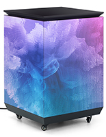 Three-sided digital signage totem with included storage case