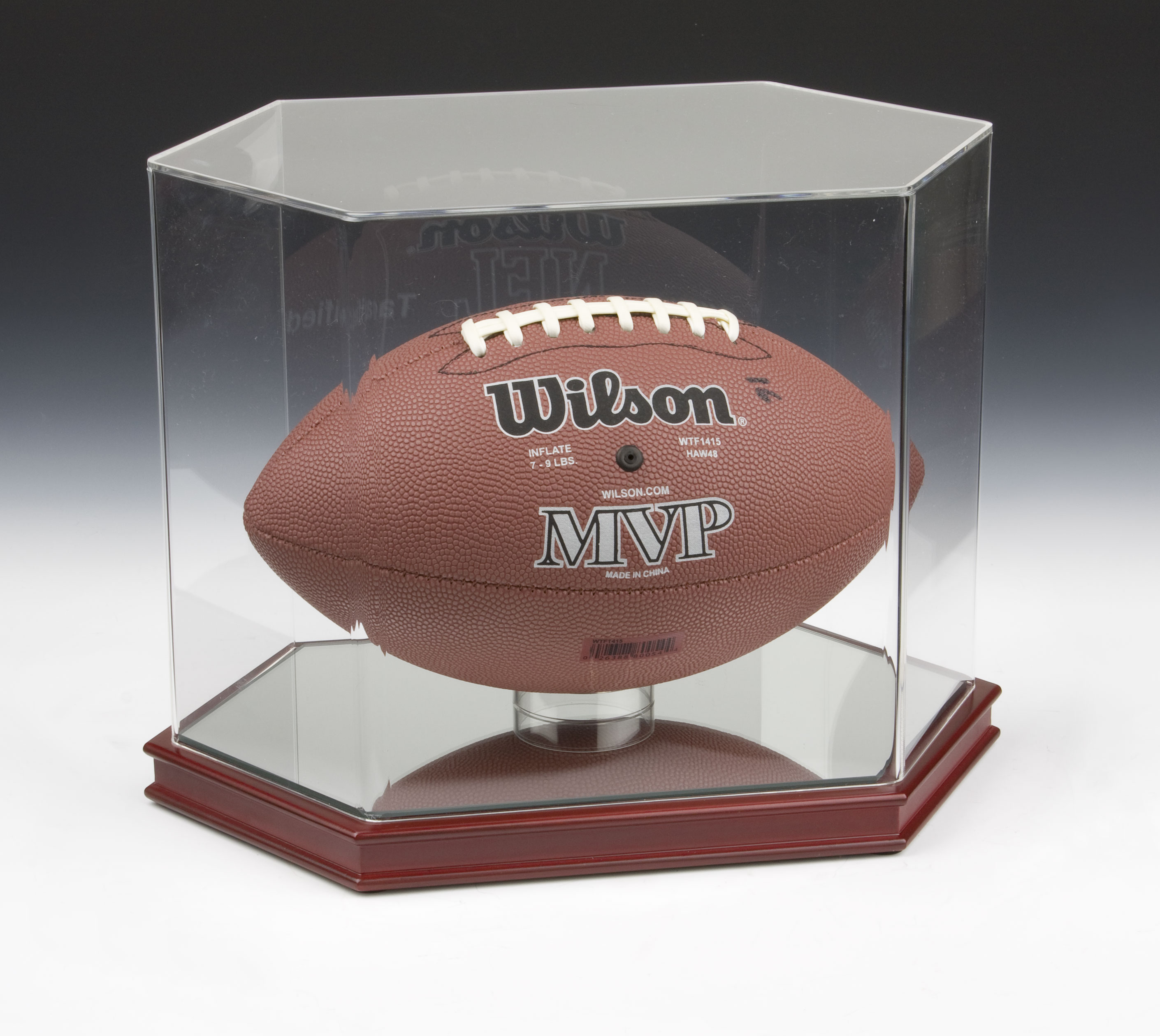 Acrylic Football Display Case | Mirrored MDF Base with Removable Riser ...