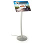 Small digital signage stand with free standing silver base