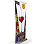 Layered 3D retractable banner stand with dual stiff polyester panels