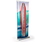 3D effect dual layer pull up banner stand is easily portable