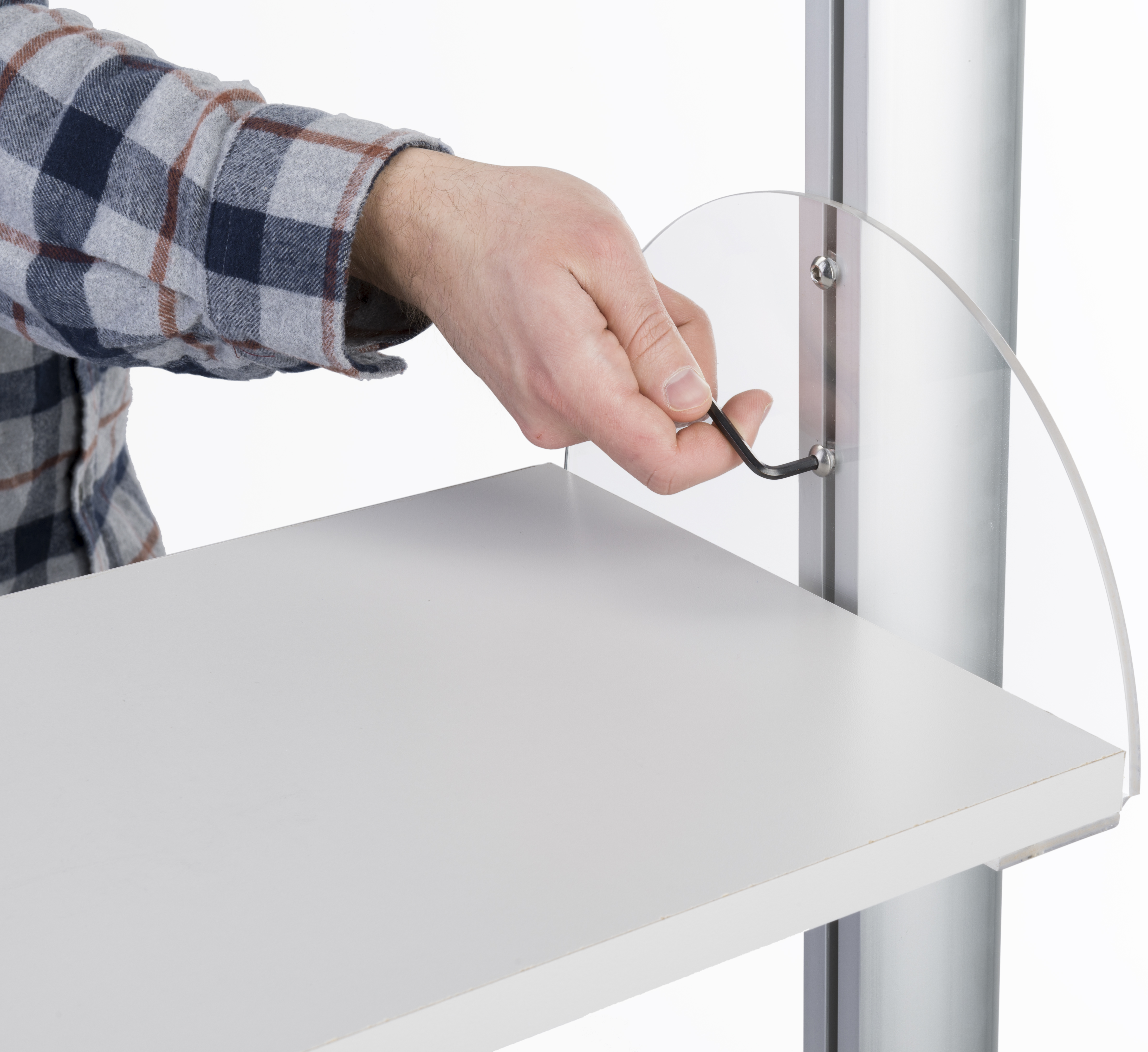 73.25”h Tiered Aluminum Display with 3 Adjustable Shelves, 21.5” LCD Screen - Silver - Image 7