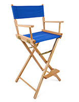 Folding directors chair with blue seating