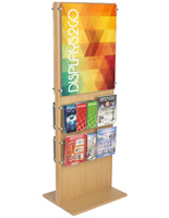 Two-Sided Wooden Poster Display With 20 Pockets for Retail Stores