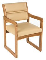 Cream Reception Room Chair, Medium Oak Wood Finish