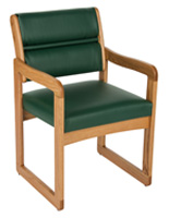 Green Wooden Lobby Chair, Weighs 28 lbs