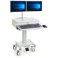 Dual Monitor Medical Cart with Large Work Surface