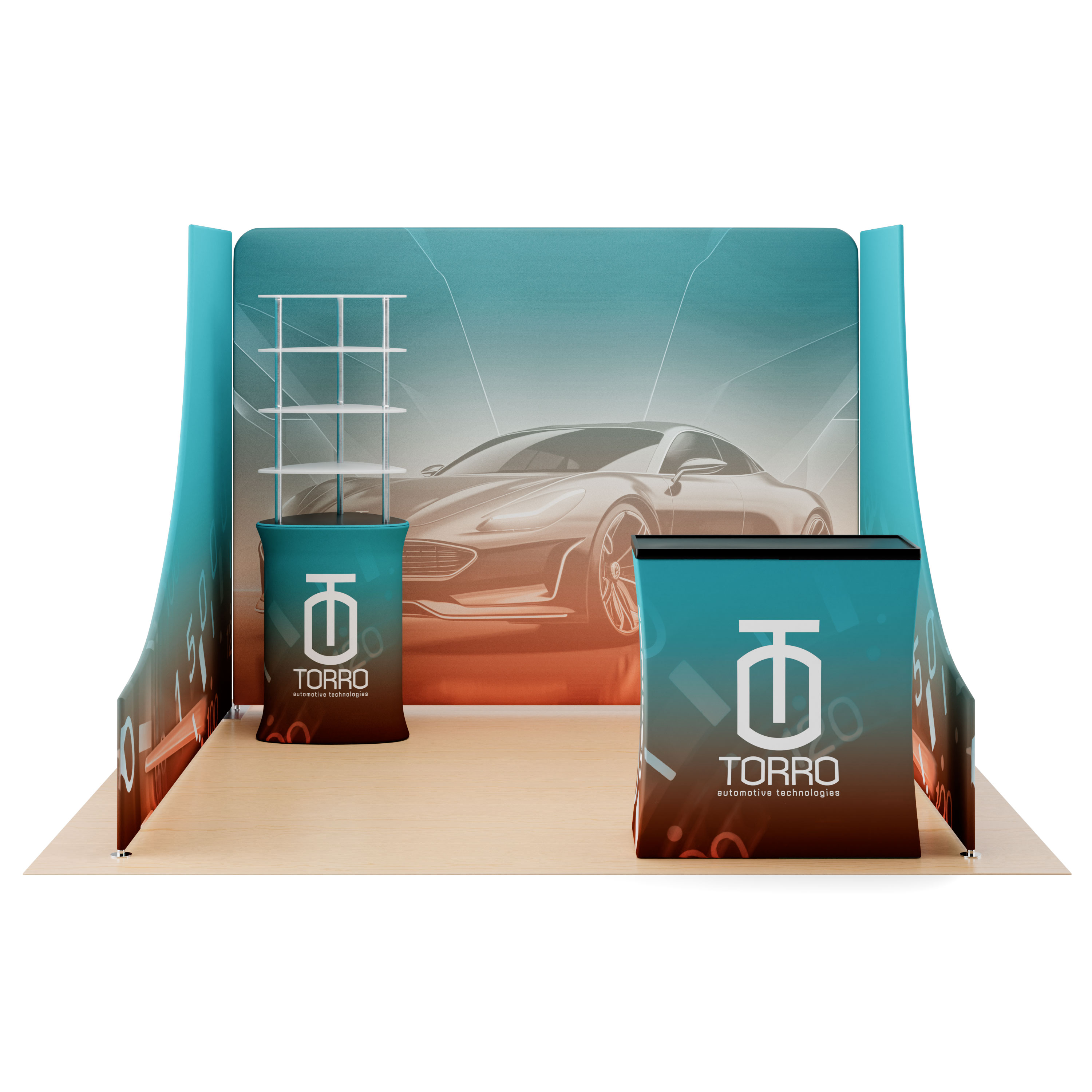 10x10 Modular Trade Show Booth Kit w/ Sidewalls, Custom Graphics, Tower, Counter - Image 2