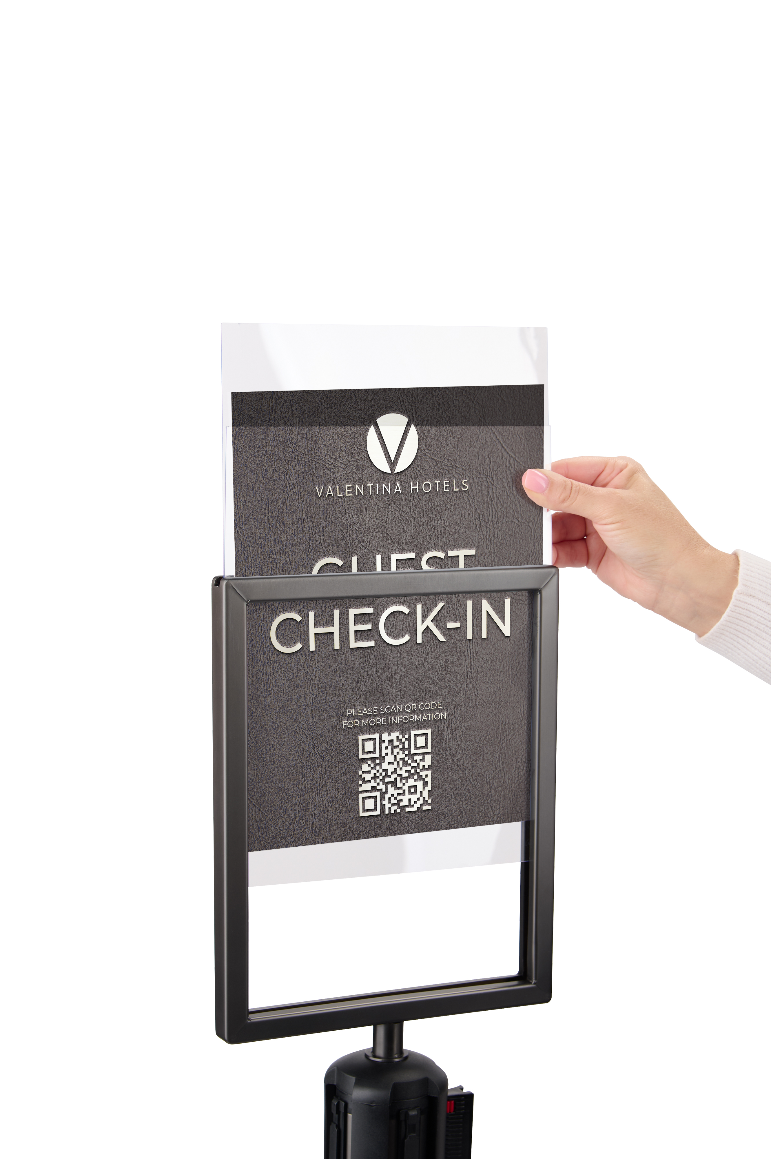 8.5 x 11 Sign Holder Topper for RCCDX QueuePole.Deluxe Stanchions - Graphite - Image 6