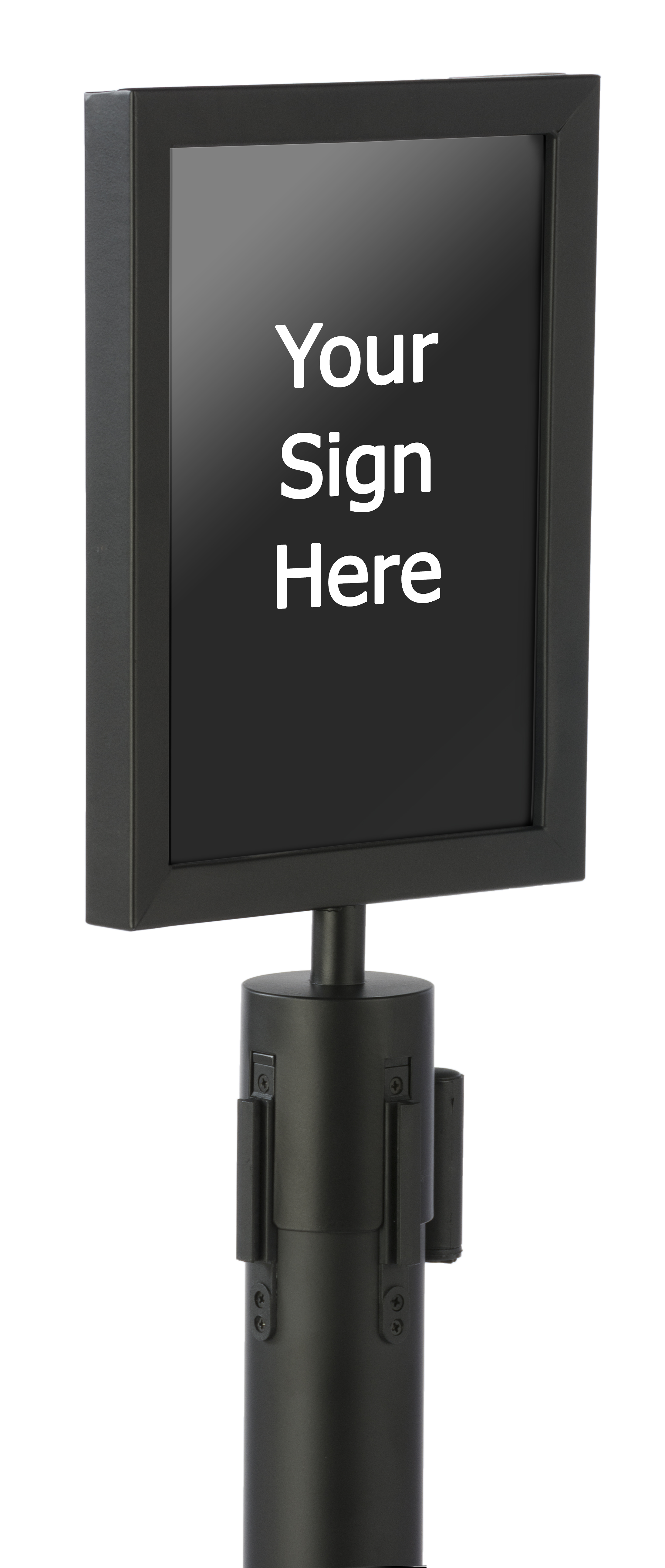Stanchion Sign Holder Kit, 8.5 x 11 Black Steel Sign Frame