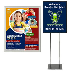 Poster stands for large-format graphics