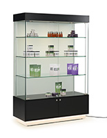 Light up display case with energy efficient LED lights